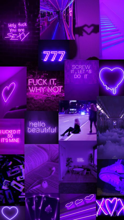 #purple #neon #wallpaper #collage Purple Neon Aesthetic Wallpaper, Purple Neon Wallpaper, Purple Neon Aesthetic, Neon Aesthetic Wallpaper, Neon Cyberpunk Aesthetic, Purple Collage, Neon Cyberpunk, Purple Neon, Wallpaper Collage