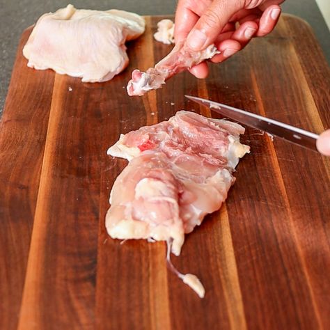 How to Debone a Chicken Thigh - Home Cook Basics Debone Chicken Thigh, Rotisserie Chicken Recipe, Goose Recipes, Chicken Quarters, Broiler Chicken, Chicken Leg Quarters, Chicken With Olives, Rotisserie Chicken Recipes, Stuffed Whole Chicken