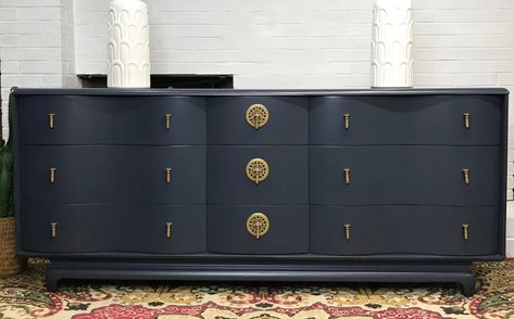 BM Hale Navy | Portfolio Navy Buffet, Bm Hale Navy, Navy Dresser, Custom Painted Furniture, Hale Navy, Vintage Buffet, Grand Rapids Mi, Furniture Makeovers, Custom Painted