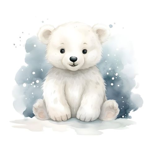 Photo fluffy soft baby polar bear waterc... | Premium Photo #Freepik #photo Snow Bear Drawing, Polar Bear Line Art, Baby Bear Drawing, Polar Bear Watercolor, Polar Bear Clipart, Polar Bear Drawing, Polar Bear Cartoon, Polar Bear Illustration, Bear Nursery Art