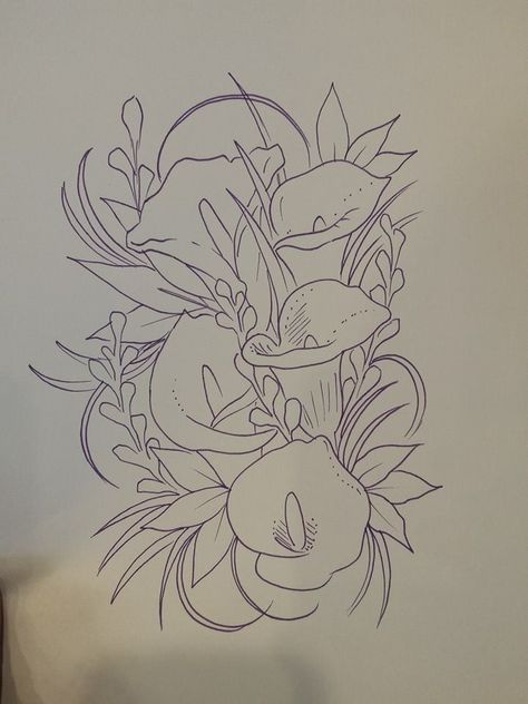 Callilillies are my favorite Calalillies Tattoo, Lily Tattoo Sleeve, Lilly Tattoo Design, Floral Outlines, Lily Tattoos, Tree Frog Tattoos, Tiny Flower Tattoos, Lillies Tattoo, Lily Tattoo Design