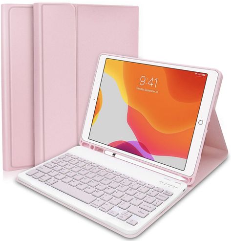 Keyboard Case for iPad 10.2 8th Gen 2020 / iPad 7th Gen 2019 / iPad Air 3rd Gen 10.5 2019 / iPad Pro 10.5 Inch 2017 - Slim Protective Case with Apple Pencil Holder Wireless Detachable Keyboard (Pink): Amazon.co.uk: Computers & Accessories Keyboard Pink, Ipad Pink, Rose Gold Ipad, Apple Pencil Case, Ipad Keyboard Case, Cute Ipad Cases, Ipad Accessories, Apple Pencil Holder, Pink Cases