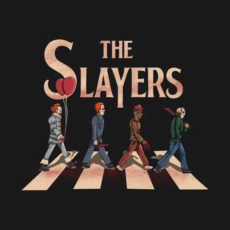 Check out this awesome 'the slayers' design on @TeePublic! Posters Horror, Road Png, Helloween Wallpaper, Horror Posters, Horror Movie Art, Dope Cartoon Art, Horror Characters, Halloween Wallpaper, Costume Halloween