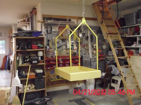 Need a tiny version of this for the lift on the dolls house Garage Attic Lift, Garage Attic Storage, Pully System, Attic Truss, Attic Lift, Small Country Homes, Garage Attic, Garage Lift, Barn Loft