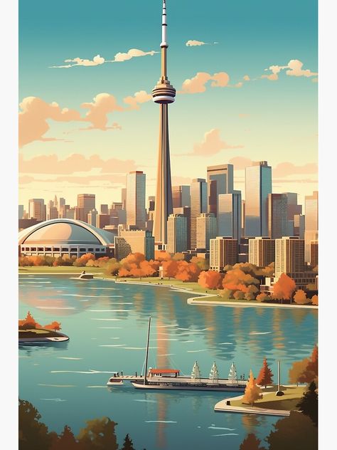 Toronto Illustration, Toronto Canada Travel, Toronto Art, Toronto Skyline, Toronto City, Book Illustration Art, City Illustration, Skyline Art, Print Illustration