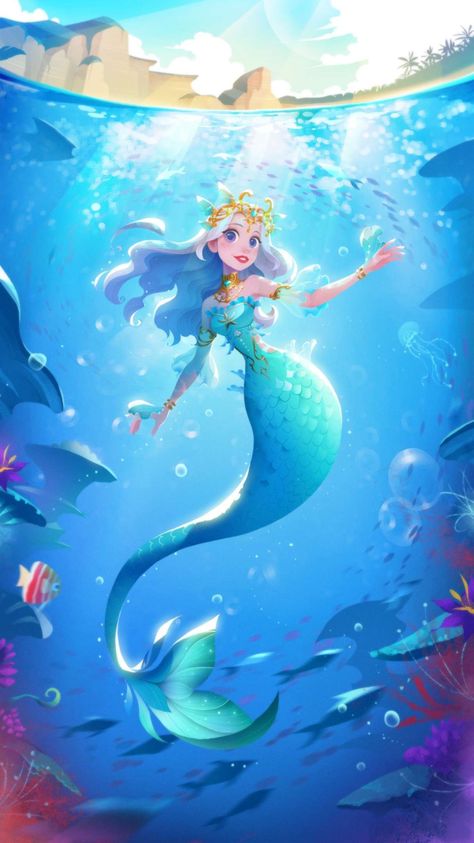 Mermaid Images, Anime Mermaid, Mermaid Artwork, Mermaid Illustration, Mermaid Pictures, Disney Fun Facts, Time Princess, Mermaids And Mermen, Princess Art