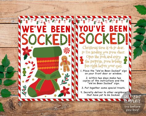 You’ve Been Socked Ideas, You've Been Socked Christmas, Socked Christmas, Youve Been Socked, You've Been Elfed, Office Party Game, Christmas Office Party, Office Party Games, Secret Sister