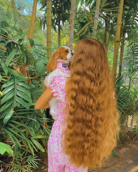 Long Fluffy Hair, Long Hair Rapunzel, Knee Length Hair, Pastel Orange Hair, Rapunzel Long Hair, Thicker Fuller Hair, Long Silky Hair, Rapunzel Hair, Really Long Hair