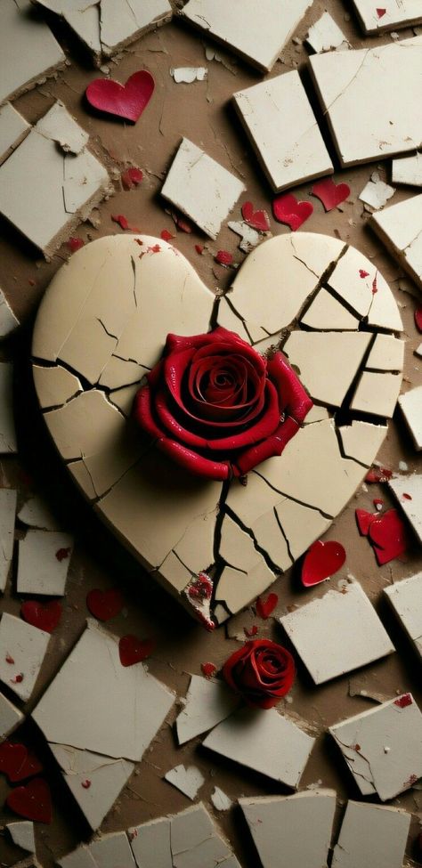 Artwork About Heartbreak, Broken Hearted Photoshoot, Queen Of Hearts Daughter, Broken Is Beautiful, Broken Vase, Broken But Beautiful, Falling To Pieces, Rose Portrait, Anti Love