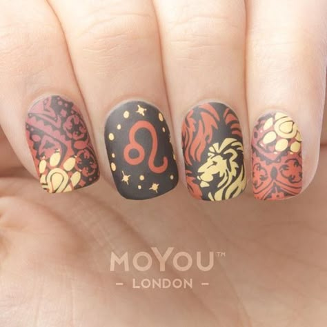 Leo Nails | Zodiac nail designs, Cute acrylic nails, Bride nails Pisces Nails Designs, Pisces Nails, Cool Acrylic Nails, Leo Nails, Zodiac Nail Designs, Lion Nails, Zodiac Nails, Nails Inspo Aesthetic, Nailart Designs