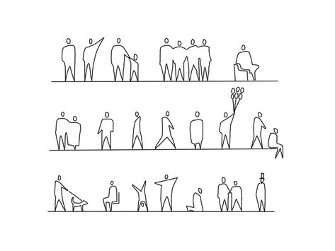 Architectural People Figures, Sketch People Simple, Simple Line Illustration People, Scale People Architecture, Drawing Small People, Architecture Scale Figures, Simple Architecture Diagrams, People Sketch Architecture, Minimalist People Drawing