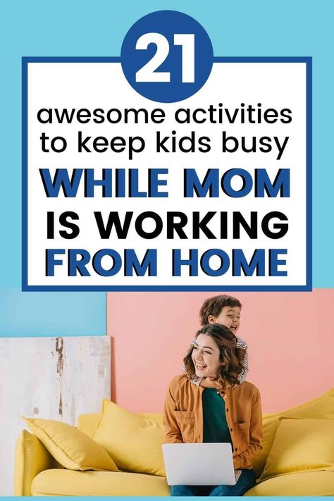 21 Awesome Activities to Keep Your Kids Busy While You Work from Home - Here are some activities to keep your children happy and busy so you can keep your sanity while working from home. Includes free printable checklist of activity ideas for kids. Boredom busters for kids. independent activites. How to work from home with kids. With free printable checklist. Activities To Keep Kids Busy, Activity Ideas For Kids, Boredom Busters For Kids, Keep Kids Busy, Keeping Kids Busy, Mom Schedule, Independent Activities, Mom Life Hacks, Quiet Activities