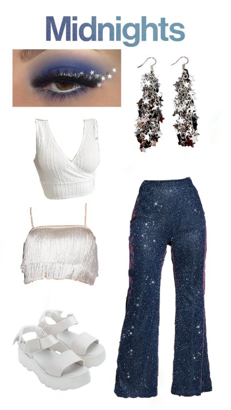 Eras Tour Outfit Ideas Summer, Taylor Swift Eras Concert Outfit Midnights, Taylor Swift Midnights Era Outfits Ideas, Midnight Era Tour Outfits, Thrifted Party Outfits, Taylor Swift Concert Outfit Ideas Midnight, Midnights Outfit Taylor Swift Ideas, Concert Costumes Ideas, Midnight Era Taylor Swift Outfit