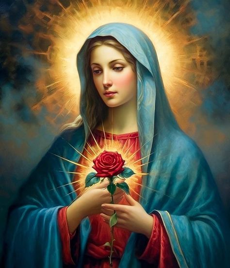 Holy Mary Mother Of God, Immaculate Mary, Hail Mary Full Of Grace, Rosa Mystica, Roman Catholic Art, Crucifix Art, Mary Jesus Mother, Mother Mary Pictures, Mary Mother Of God