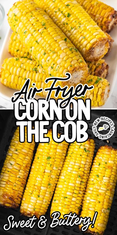 Buttery, juicy, and crispy, our air fryer corn on the cob is a delicious, easy-to-make side dish that pairs with almost any meal. Air Fryer Recipes Chicken Tenders, Air Fryer Recipes Chicken Thighs, Air Fryer Recipes Healthy Low Carb, Air Fryer Corn, Air Fryer Recipes Keto, The Best Air Fryer, Healty Dinner, Best Air Fryer, Air Fryer Recipes Chicken