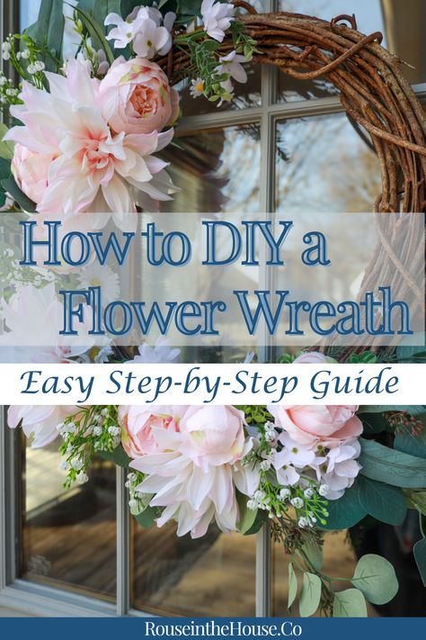 Diy Flower Wreath How To Make, Faux Flower Wreath Diy, How To Make A Floral Wreath, Artificial Flower Wreath Diy, How To Make A Door Wreath, Flower Wreath Diy, How To Make A Wreath, Wreath Making Tutorials, Diy Floral Wreath