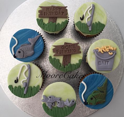 Fishing Birthday Cupcakes, Happy Birthday Fishing, Fishing Cupcakes, Spine Tattoos For Women, Fishing Birthday, Danish Pastel, Geometric Heart, Spine Tattoos, Unicorn Cake