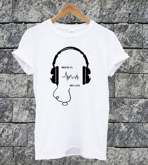 About Music Is My Life T-shirt from hurtee.com This t-shirt is Made To Order, one by one printed so we can control the quality. We use newest DTG Technology to print on to T-Shirt. Color variant is black, gray, white. ... daha fazla Customised T Shirt, Music Tshirt Design Ideas, Printed Tee Women, Music Is My Life, Music T Shirt, Grocery Supermarket, Shirt Logo Design, Trendy Shirt Designs, Tshirt Printing Design