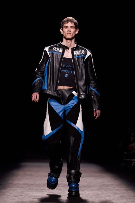 Dominnico Madrid Fall 2022 Fashion Show Collection: See the complete Dominnico Madrid Fall 2022 collection. Dominnico Madrid, Futuristic Outfit Men, Motorsport Fashion, Outfits Fall 2022, Motocross Outfits, Futuristic Outfits, Madrid Outfits, 2022 Fashion Show, Mens Fasion