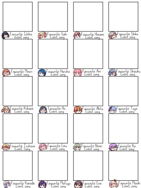 Pjsk Favorite Template, Project Sekai Template Blank, Pjsk Characters List, Pjsekai Template, Pjsk Oc Template, Pjsk Templates, Fandom Templates, Project Sekai Oc, Pjsk Oc