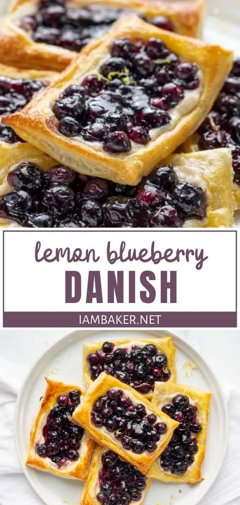 Bored Baking, Fluffy Pastry, Blueberry Danish, Fluffy Puff, Spring Dessert, Puff Pastry Desserts, Lemon Dessert, Puff Pastry Tart, Easy Puff Pastry