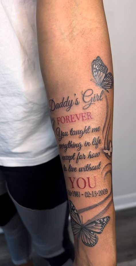 Tattoo For Died Father, Sleeve Tattoos For Lost Loved Ones, Rip Tattoos For Mom Ideas In Memory Of, Rip Tattoos For Grandparents Sleeve, Father Dedicated Tattoos, Rip Mama Tattoos, Tattoos For When Someone Dies, Memorial Tattoo Quotes Father, My Dads Keeper Tattoos