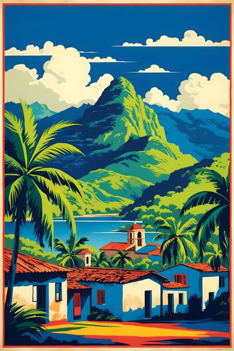 Indonesia Illustration Vintage Travel Tourism Poster Tourism Poster, Illustration Vintage, Travel Tourism, Travel And Tourism, Vintage Travel, Tourism, Indonesia, Travel