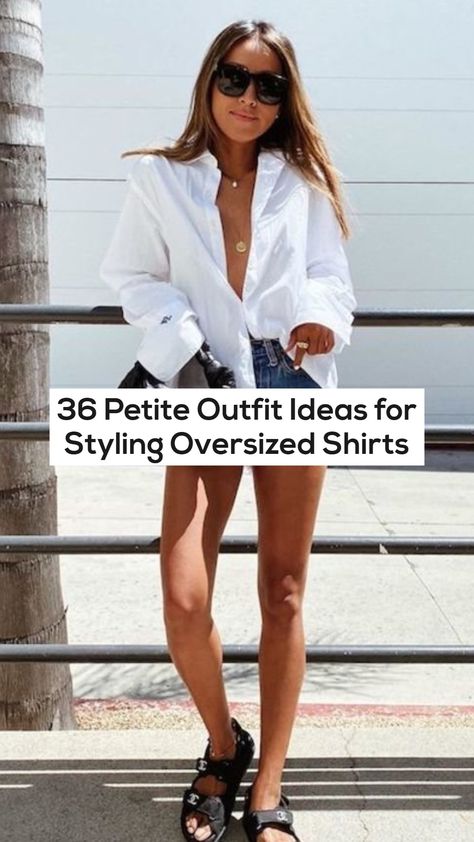 Oversize Shirt Ideas, White Oversized Shirt Outfit Summer, Oversized White Shirt Work Outfit, Styling A White Linen Shirt, Oversize Chemise Outfit, Style White Oversized Shirt, Oversize Collar Shirt Outfit, Oversized Tshirt Outfit For Petite, Oversize Shirt With Shorts