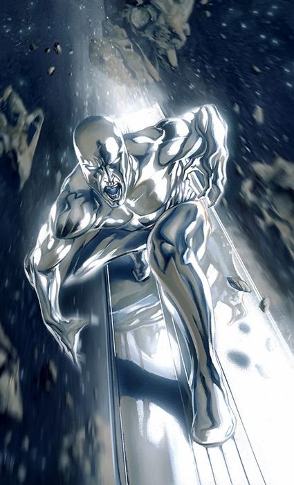 Silver Surfer ❤❦♪♫Thanks, Pinterest Pinners, for stopping by, viewing, re-pinning, & following my boards. Have a beautiful day! ^..^ and “Feel free to share on Pinterest. #fashionupdates ❤❦♪♫!♥✿´¯`*•.¸¸✿♥✿´♥✿´¯`*•.¸¸✿♥✿´¯`♡♥♡♥ Silver Surfer Movie, Silver Surfer Wallpaper, Silver Surfer Comic, Surfer Art, The Silver Surfer, Kitty Pryde, Superhero Comics, Marvel Comic Books, Silver Surfer