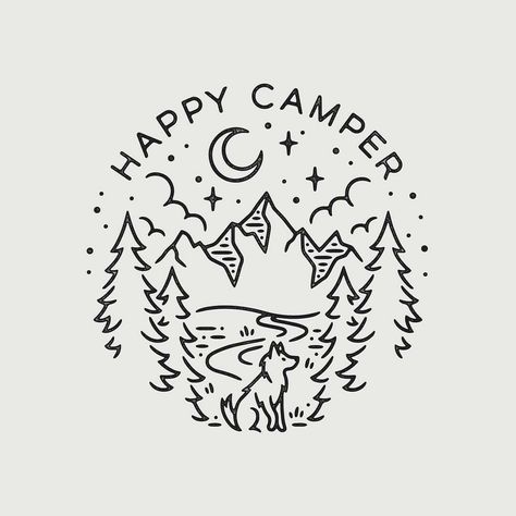 Camper Svg, Illustration Vintage, Svg Silhouette, Trendy Tattoos, Happy Camper, Cricut Svg, 그림 그리기, Drawing Inspiration, Doodle Art