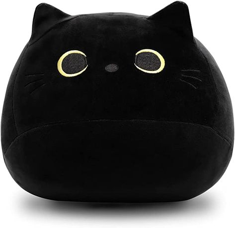 Black Cat Stuffed Animal, Kawaii Pillow, Black Cat Pillow, Black Cat Plush, Cat Soft Toy, Chat Kawaii, Bantal Sofa, Cat Plush Toy, Stuffed Animal Cat