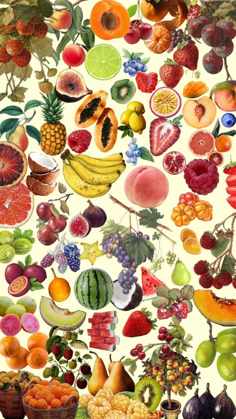 Wallpaper Fruit, Fruit Collage, Fruit Wallpaper, Art Tropical, Fruit Art, Art Collage Wall, Cute Backgrounds, Wallpaper Iphone Cute, Aesthetic Backgrounds