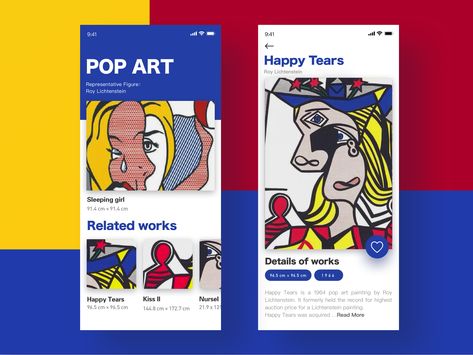 by UIGREAT #Ad Pop Art Website, Ux Trends, Art App, Art Web, Art Apps, Ux Design Inspiration, Pop Art Comic, Application Design, Pop Art Painting