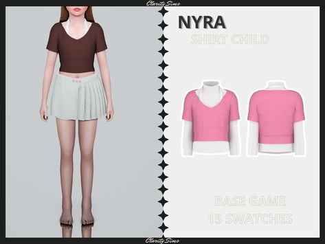 Nyra - Shirt Child | Clarity Sims Sims 4 Long Sleeve, Clarity Sims, Sims 4 Cc Clothes, Sims 4 Children, Children Top, Los Sims, Sims 4 Cc, Sims 4 Mods, 4 Kids