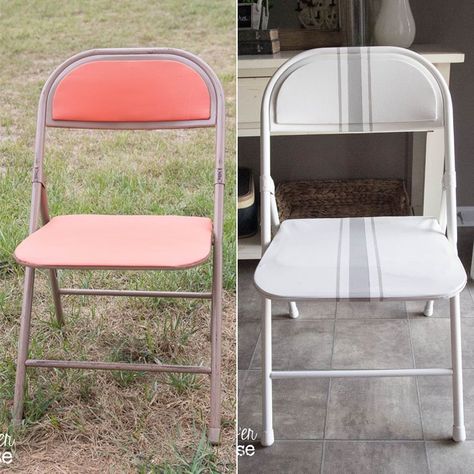 How to Make a Folding Chair Look Pretty | POPSUGAR Home Folding Chair Makeover, Eames Dining Chair, Small Living Room Chairs, Metal Folding Chairs, Drafting Chair, Project Board, Chair Makeover, Folding Chairs, Painted Chairs