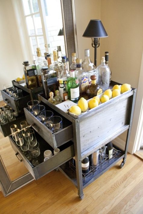 Now that's what I'm talking about! Wedding Sangria, Ideas De Mini Bar, Sangria Drink, Vintage Furniture Antique, Bar Deco, Metal Bar Cart, Bar Trolley, Gold Bar Cart, Drink Bar