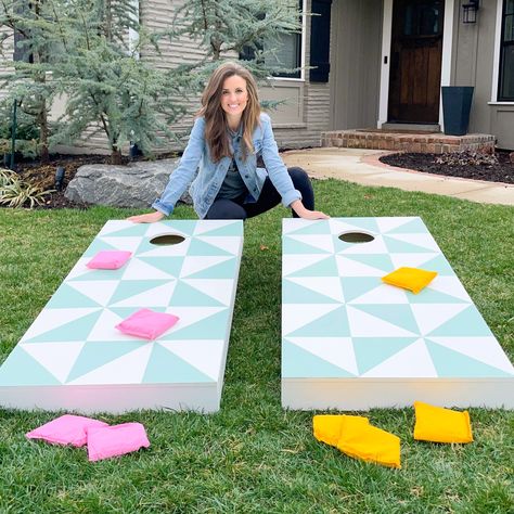 Mindfully Gray Blog Painted Corn Hole Boards, Mindfully Gray, Diy Cornhole Boards, Cornhole Boards Designs, Corn Hole Boards, Corn Hole Diy, Tailgate Games, Paint Themes, Auction Projects