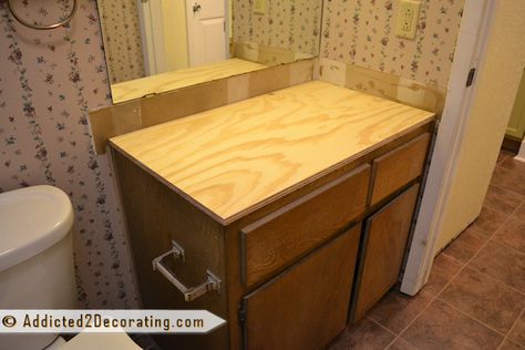 Diy Bathroom Countertop, Build Door, Cheap House Ideas, Daycare Bathroom, Simple Shelves, Cedar Fence Boards, Butcher Block Counters, Diy Wood Countertops, Install Door