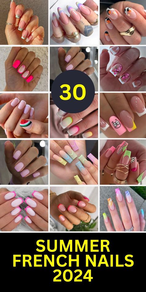 Get your nails summer-ready with over 90 stunning nail color ideas for 2024, all available on Amazon! From vibrant neons to elegant neutrals, find the perfect shades to make your manicure pop. Click to explore top-rated nail polishes, read reviews, and shop your favorites. Shine bright and stay trendy all summer long! 💖 #SummerNails #AmazonTrends #2024NailColors 🌸🛍️ French Colour Nails Art Designs, Nails With Tips Colored, French Tip With Twist, Color Tips Nails Acrylic, French Tip And Solid Nails Combo, Summer Nail Tips Ideas, Summer Tip Nails, Summer French Manicure Designs, Nail Tip Designs French