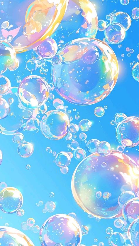 Bubble Wallpaper, Soap Bubbles, Circles, Floating, Bubbles, Soap, Yellow, Anime, Blue