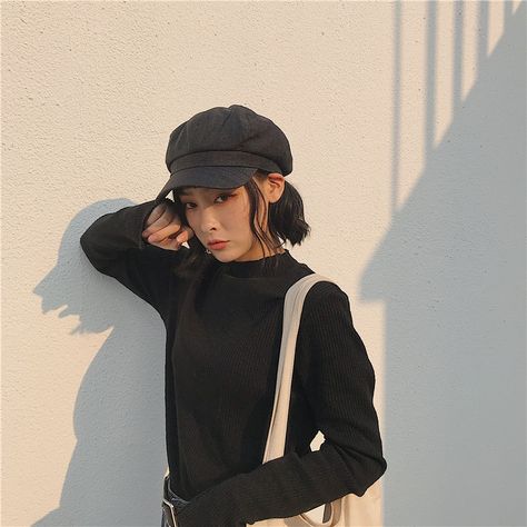 Buy YYG Plain Newsboy Cap | YesStyle Newsboy Cap Outfit Women, Breton Hat Outfit, Beret Cap Outfit, Flat Cap Women Outfits, Flat Cap Outfit, Newsboy Hat Outfit, Cap Women Outfit, Newsboy Hat Women, Japan Outfits