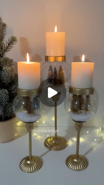 Rocio Ruiz on Instagram: "Candle Holder DIY 🕯️ #christmastime  #christmasdecorations" Candle Holders Decor Ideas, Christmas Candle Holders Diy, Yuletide Decorations, Candle Holder Diy, Easy Winter Crafts, Dollar Store Christmas Crafts, Candle Table Decorations, Christmas Candle Decorations, Diy Candle Holders