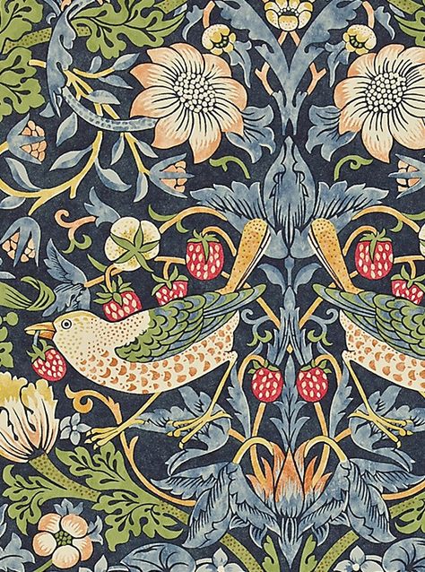 William Morris Wallpaper | William Morris Wallpaper-Strawberry Thief 212564 Knight Rpg, Illustration Art Nouveau, William Morris Wallpaper, Arts And Crafts For Teens, Morris Wallpapers, Xl Art, Art Nouveau Illustration, William Morris Art, William Morris Designs