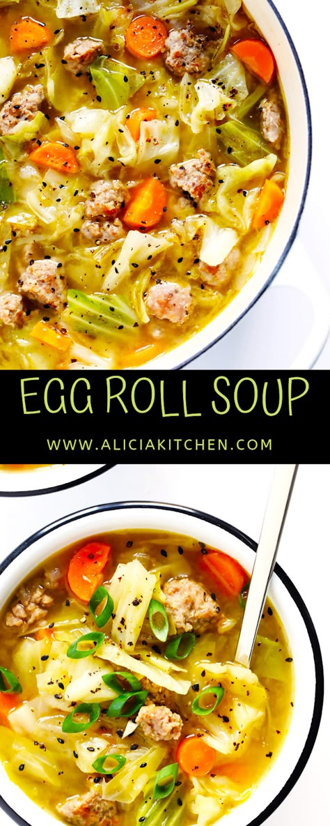 Soup Recipes Winter, Egg Roll Soup, Recipes Winter, Pork Chicken, Low Carb Soup, Soup And Stew, Winter Soups, Asian Foods, Egg Roll