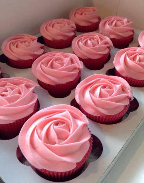 Pink Rosette Cupcakes Pink Cupcakes Decoration, Simple Pink Cupcakes, Pink Cupcakes Aesthetic, Pink Cupcake Aesthetic, Pink Aesthetic Cupcakes, Fancy Pink Cupcakes, Cupcake Aesthetic Pink, Pink Rosette Cupcakes, Pink Cupcakes Birthday