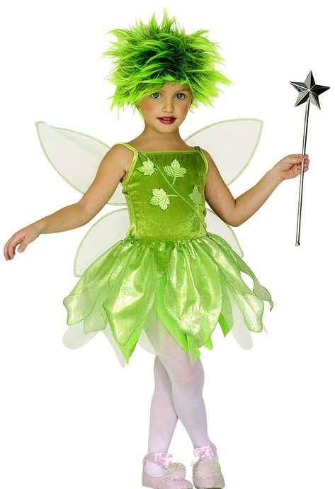 Disfraz de hada del bosque para niña: Este disfraz de hada del bosque se compone de un vestido y un par de alas. El vestido es de color verde con imitación de terciopelo en la parte superior y brillo en la parte inferior. Las alas... Pixie Costume, Fairy Tale Costumes, Tinker Bell Costume, Costume Disney, Baby Kostüm, Kids Carnival, Classic Disney Characters, Kids Gown, Disney Fairies