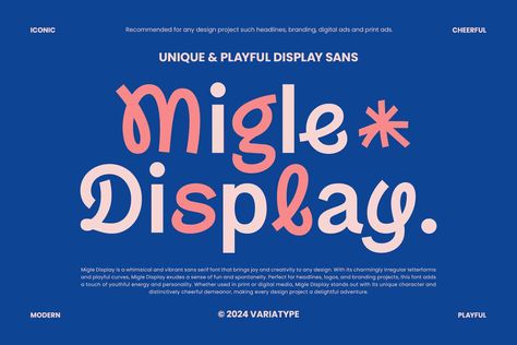 Migle Display - Unique & Playful Sans, Sans-Serif, Decorative ft. display & cheerful - Envato Elements Font Love, Modern Fonts Free, Serif Logo, Free Commercial Fonts, Business Fonts, Minimalist Font, Stencil Font, Classic Fonts, Font Inspiration