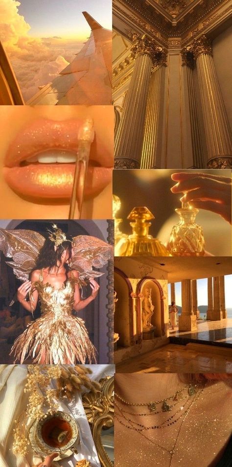 Boujee Aesthetic Wallpaper Gold, Gold Queen Aesthetic, Soft Gold Aesthetic Vintage, Rich Gold Aesthetic, Gold Asthetics, Aesthetic Pictures Collage, Gold Aesthetic Wallpaper, Luxury Moodboard, Shimmer Aesthetic