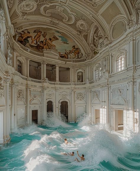 ancient swimming pools 🏊🏼 Castle Pool, Indoor Pool Aesthetic, Vintage Pool, Pool Aesthetic, Castle Aesthetic, Indoor Swimming Pools, Vintage Bathroom, Indoor Pool, Roman Empire