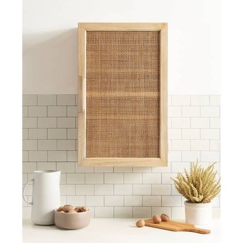 Kate and Laurel Ori Rattan Wall Cabinet - 15x7x24 - Bed Bath & Beyond - 39382818 Wall Storage Cabinet, Wood Accent Cabinet, Wall Storage Cabinets, Wood Wall Bathroom, Rattan Wall, Brown Cabinets, Accent Chests And Cabinets, Home Wishlist, Wood Accent